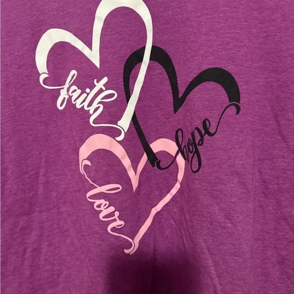 Love in Faith “Faith Hope Love” Graphic Tee | Size Medium | Heather Purple - Picture 2 of 4
